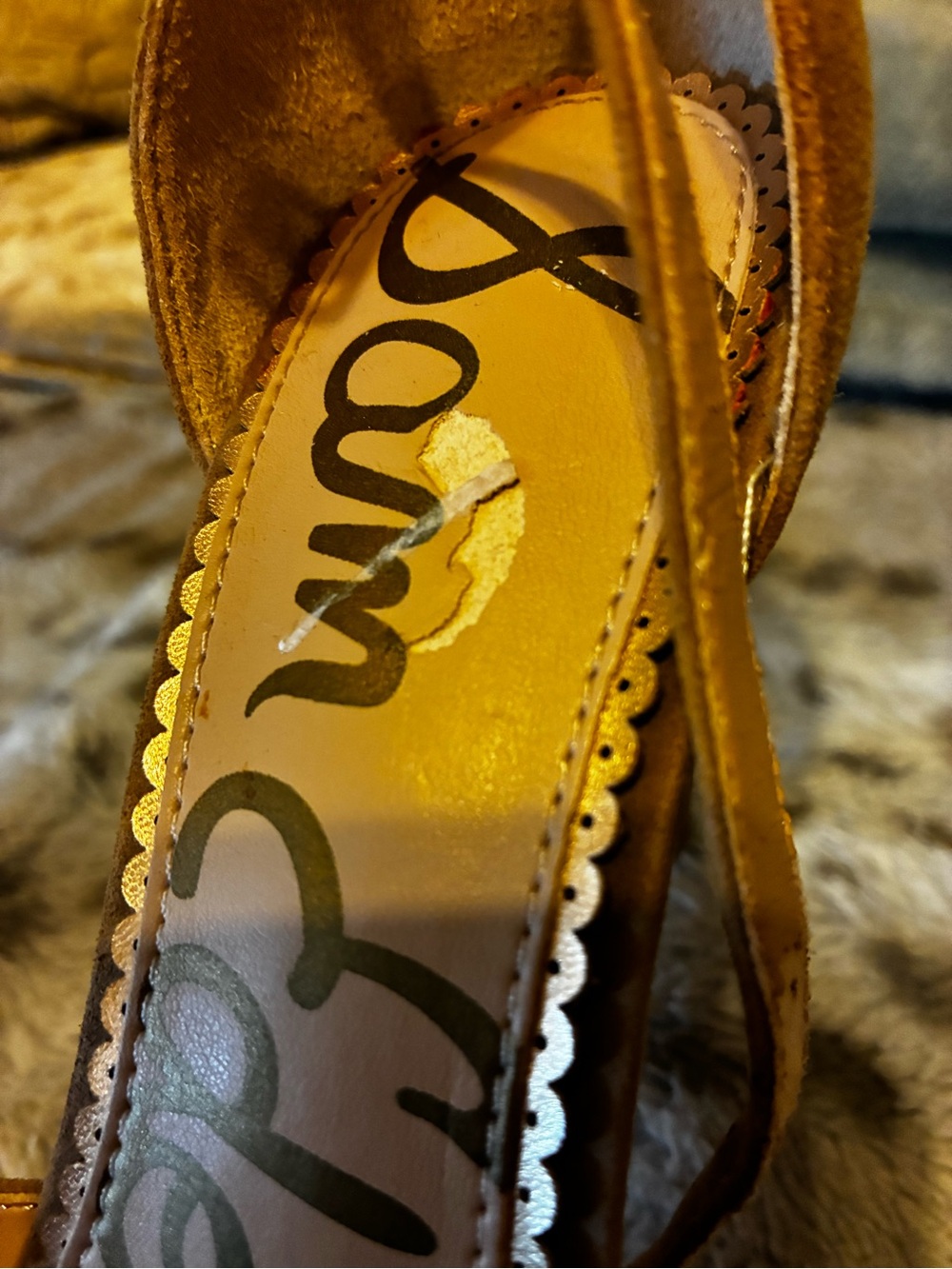 Sam Edelman Tan Suede Peep-Toe Ankle Strap Stiletto Heels- Size 7 1/2 - Picture 10 of 16